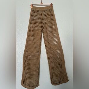 12th Tribe Tan Crochet Knit Pants Women’s Size S